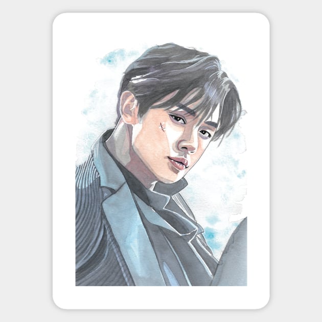 Choi Yeonjun Watercolour Painting Sticker by NiamhYoungArt